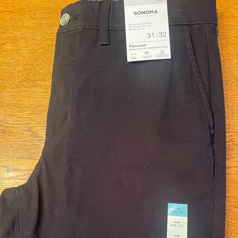 Men's Sonoma Flexwear Chino Pants (Slim 31 x 32) Iron Ore